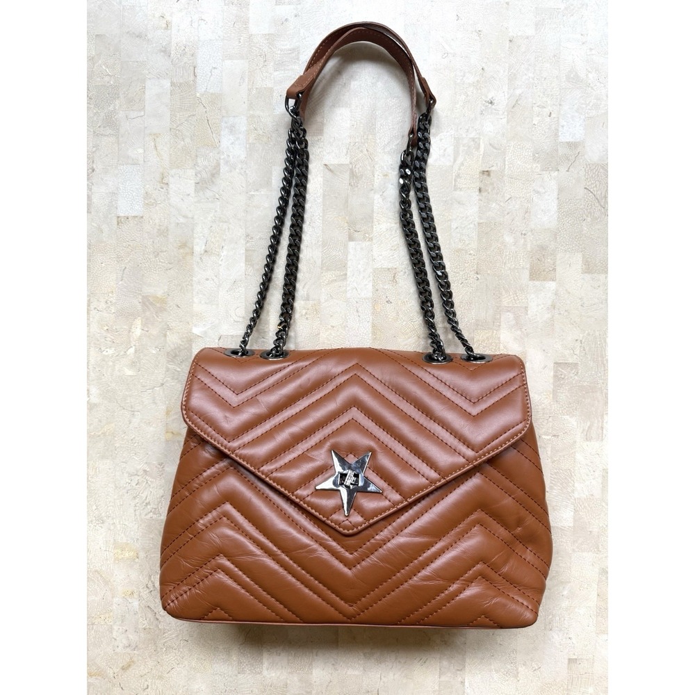 Isabella Rhea Italian Calf Skin Leather Quilted Camel Purse Bag Crossbody $398